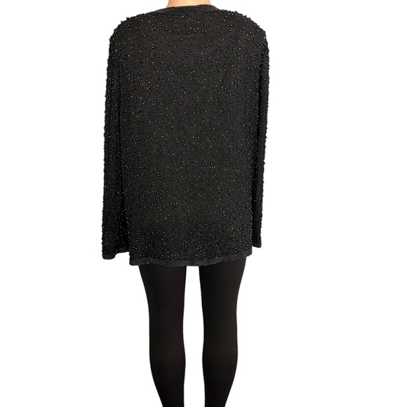 COTE D' AZUR Vintage Evening Black Vintage Gorgeous Beaded Silk Jacket - Picture 9 of 10